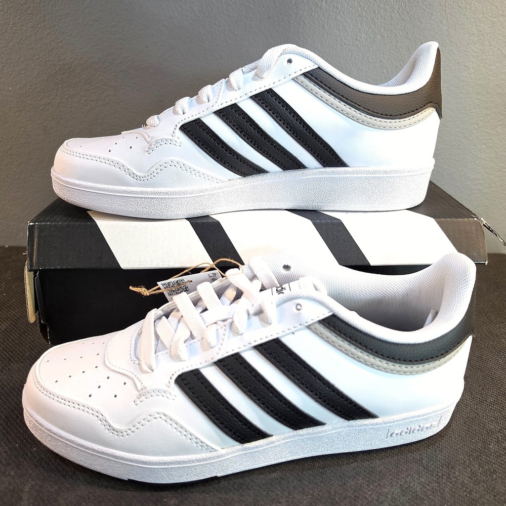 New Men 5.5 Women 6.5 Adidas Hoops 4.0 JQ9985 White Black Suede Basketball NWT